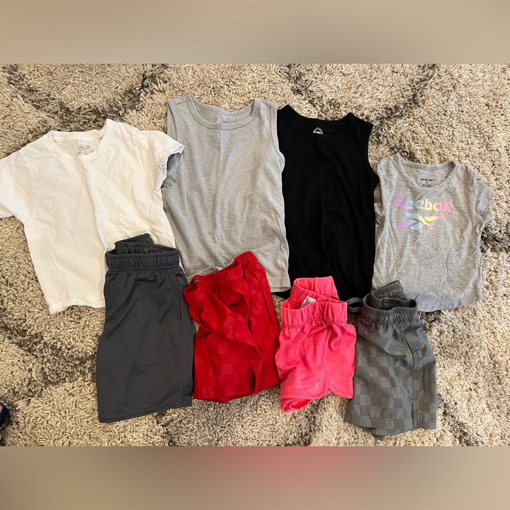 4t Or Xs 4-5 Girls Athletic Bundle Of 8 Items ~ 4 Tops, 4 Bottoms~Wonder Nation+